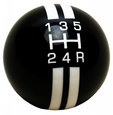 5-Speed R-Series Black Shift ball with White Racing Stripe 2-1/8", 16mm used with Thread Reducers